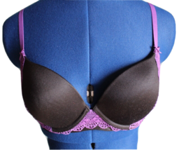 Heidi Klum Black/Purple Lace Trim Push-Up Underwire Bra ~36B~ H212-1167B - £11.17 GBP
