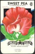Cuthbertson Scarlet Sweet Pea Lone Star 10¢ Seed Pack - As Low As 50¢ each - £4.69 GBP