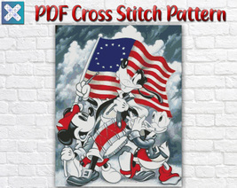 Disney Mickey Mouse Counted Cross Stitch Pattern Needlework DIY Independence Day - £3.95 GBP