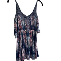 Ecote Tiered Tank Top Womens XS Tunic Boho Watercolor Layered Crochet - £12.09 GBP