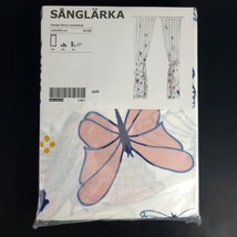 Ikea SANGLARKA Curtains w/ Tie-Back 1 Pair Butterfly/White Blue 47x98&quot; New - £46.99 GBP