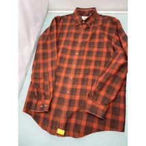 Viyella Men Shirt Wool Cotton Blend Long Sleeve Button Up Orange Brown Large L - £19.39 GBP