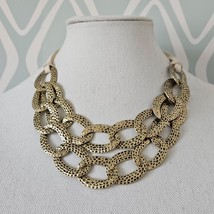 AVON Western Stars Hammered Brass Link Double Strand Chain &amp; Cord Necklace - £9.23 GBP