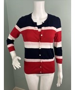 TALBOTS Women&#39;s Cardigan Sweater Tank Shell 3/4 Sleeve Twin SET Striped ... - $441.75 MXN