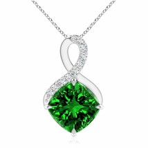 ANGARA Lab-Grown Emerald Infinity Pendant with Diamonds in Silver (9mm,3 Ct) - £876.14 GBP