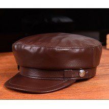 2022 New High Quality Leather Men Military Hat Spring Outdoor First Layer Sheeps - £95.93 GBP