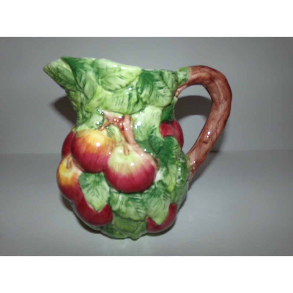 World Market hand painted apple water pitcher Hand wash Perfect condition - $19.10