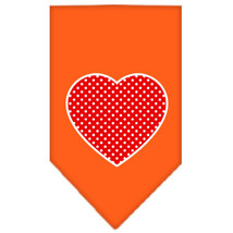 Red Swiss Dot Heart Screen Print Bandana Orange Size Large - £9.11 GBP