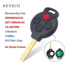 KR55WK45144 Remote Car Key Fob 4 Button 315MHz PCF7941 for Smart Fortwo 2005 200 - £49.14 GBP