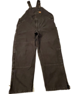Carhartt Duck Bib Quilt Lined Overalls Double Knee 48x34 Brown R27 DKB READ - $81.62 CAD