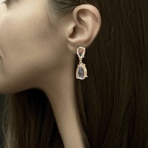 High-quality Cushion Cut Earrings, Glass Stone Teardrop Dangle Earrings, Iridesc - £20.14 GBP