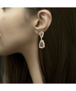 High-quality Cushion Cut Earrings, Glass Stone Teardrop Dangle Earrings,... - £20.05 GBP