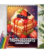 Tasty Deserts Spiral-Bound Coloring Book for Adult, Easy and Stress Relief - £16.25 GBP
