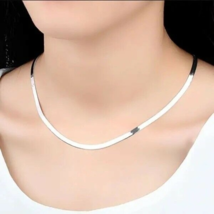 Best 925 sterling Silver Necklaces fine 4MM blade chain for woman man jewelry - £3.18 GBP