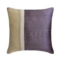 Purple Silk Linen Patchwork Colorblock 16&quot;x16&quot; Pillow Cover Purple Silkastic - £24.42 GBP+