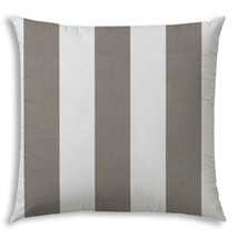 17&quot; X 17&quot; Taupe And Ivory Blown Seam Striped Lumbar Indoor Outdoor Pillow - £49.75 GBP