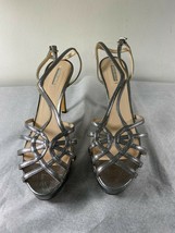 GIORGIO ARMANI Metallic Gray/Silver Leather Sandals/Heels Sz 39/US 9 $900 - £237.32 GBP