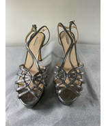 GIORGIO ARMANI Metallic Gray/Silver Leather Sandals/Heels Sz 39/US 9 $900 - £237.32 GBP