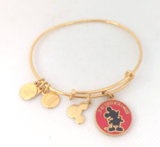 Disney Alex And Ani It All Started With A Mouse Gold Mickey Bangle Bracelet - £11.46 GBP