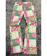 Womens 0 Lilly Pulitzer Patchwork Bootcut Beaded Pants 97% Cotton - $109.41 CAD