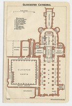 1924 Original Vintage Plan Of Gloucester Cathedral / England - £13.45 GBP