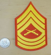 MARINES MASTER SERGEANT STRIPES IRON-ON / SEW-ON EMBROIDERED PATCH 3&quot;x 4.7&quot; - £4.52 GBP