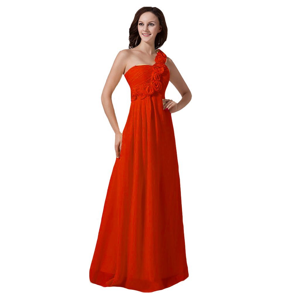 Kivary Women's Floral One Shoulder A Line Long Prom Evening Dresses Red US 12