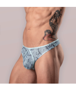 MALE POWER MENS MARBLE MESH THONG UNDERWEAR LIGHT BLUE - $391.10 MXN