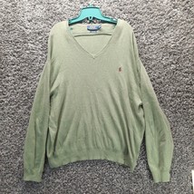 Polo Ralph Lauren Sweater Men 2XL XXL Sage Green V Neck Pima Cotton Ligh... - £18.07 GBP