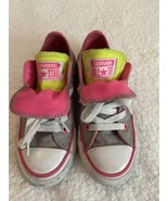 kids converse size 11 Gray With Pink And Yellow Double Tounge - $19.24 CAD