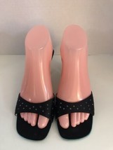 MARIO VALENTINO Black Studded Sandals Blue Sole Size 7 EUR 37 Made in It... - $24.63