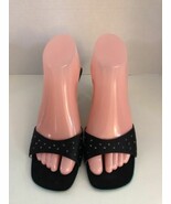 MARIO VALENTINO Black Studded Sandals Blue Sole Size 7 EUR 37 Made in It... - $33.40 CAD