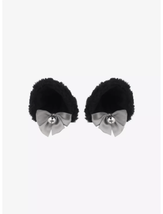 Hottopic Black Cat Ear &amp; Grey Bow Hair Clip Set - £7.17 GBP