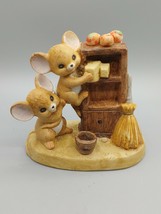 Vintage Enesco 1979 Porcelain Mice Figurine Reaching For Cheese 3.75"H, 2.5"W - $21.01
