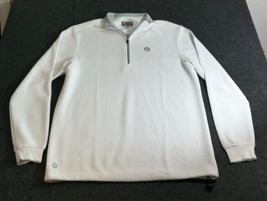 Straight Down Men 1/4 Zip White Waffle Knit Golf Pullover Bungee Hem Size XL - £19.52 GBP