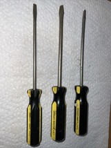 Vintage Stanley Thrifty Screwdriver Lot of 3 - Yellow &amp; Black Handle Dri... - $8.42