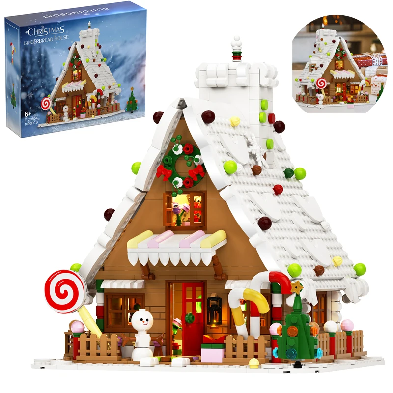 Gingerbread House Building Blocks Set With light kit Santa Claus Gingerbread - £83.52 GBP