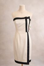 Vince Camuto Strapless Ivory Black Sheath Dress 4 NWT Cocktail - $85.49