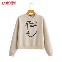 Tangada 2022 Women Embroidery Fleece Sweatshirts Oversize Loose Pullovers Female - £78.04 GBP