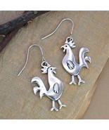 Country Girl Silver Chicken Rooster Farm Earrings - €12,75 EUR