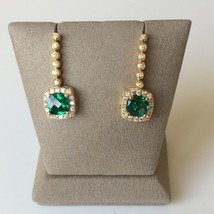 Women&#39;s 18k Gold Earrings with Natural Green Chrome Diopside and White Diamonds - $2,097.00