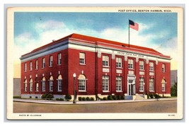 Post Office Building Benton Harbor Michigan MI UNP Linen Postcard E19 - £1.53 GBP
