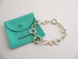 Tiffany &amp; Co Silver 18K Bracelet Gold Circles Link Bangle 8 Inch Love Gift Pouch - £947.56 GBP