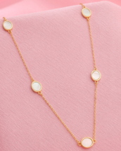 925 Sterling Silver Gold Plated MOP Shell Station Chain Necklace Womens ... - $90.99 CAD