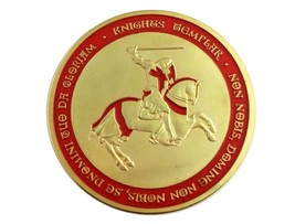 Knights Templar On Horse Red Cross Freemason Masonic Silver Plated Coin - £4.73 GBP