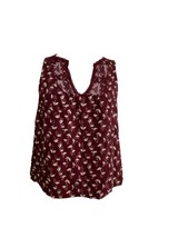 Old Navy Womens Shirt Size XS Sleeveless Maroon Red Birds Lace Trim Top - £11.89 GBP