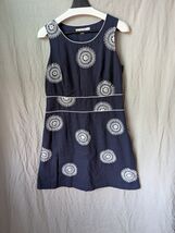 Boden Embroidered Sleeveless Sheath Dress Navy White Cotton Lined US Sz 10 - $24.75