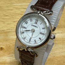 Unused Fossil Quartz Watch PC-9681 Women Silver Prism Leather Analog New Battery - £21.30 GBP