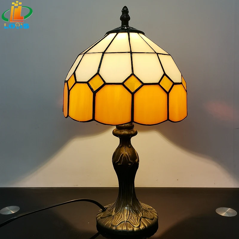 E plaid table lamp simple modern fashion green purple earthy yellow study reading glass thumb200