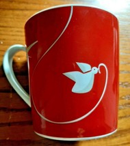 Dove Bird Starbucks Mug Red White Large 14 oz. Coffee Tea 2011 - £11.97 GBP
